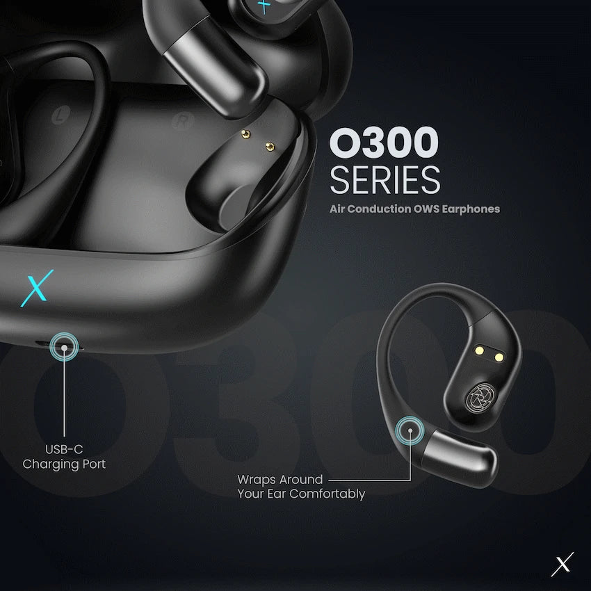 VolkanoX O300 Air Conduction OWS Earphones - Black