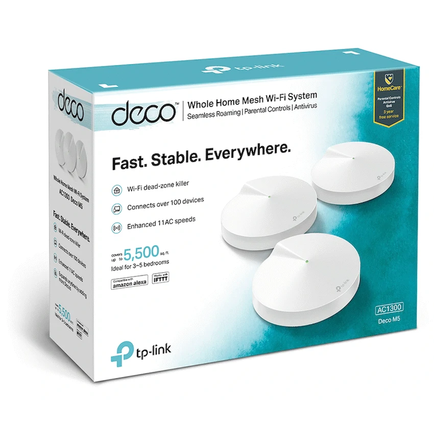 Deco M5 (3-Pack) AC1300 Whole-Home Mesh Wi-Fi System