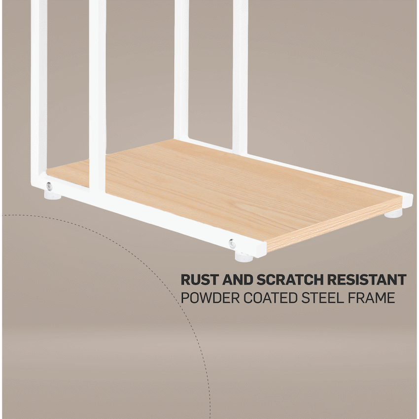 Everfurn Sofa Side Table - Oak and White