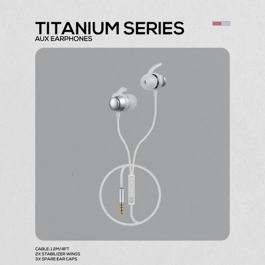 Volkano Titanium Series AUX Earphone - Silver