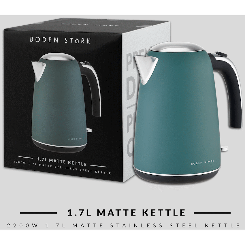 Boden Stark 1.7L Matte Stainless-Steel Kettle - Green - Guards On Duty Shop & Security Guards