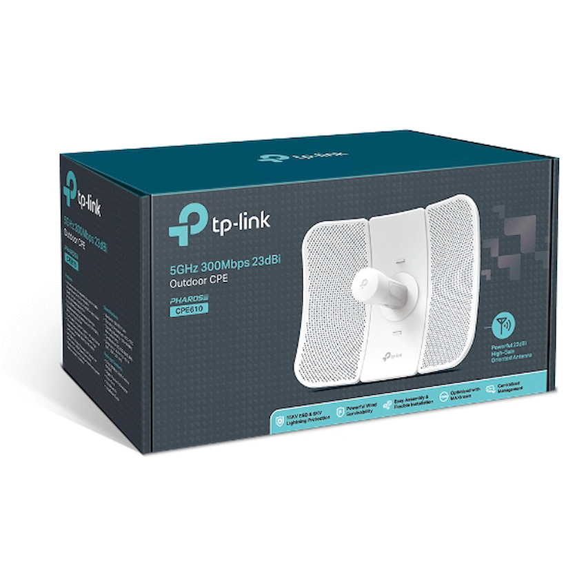 TP-Link 5GHz 300Mbps Outdoor CPE 23dBi Fast Ethernet Port 30km+ IP65 Passive PoE MAXtream