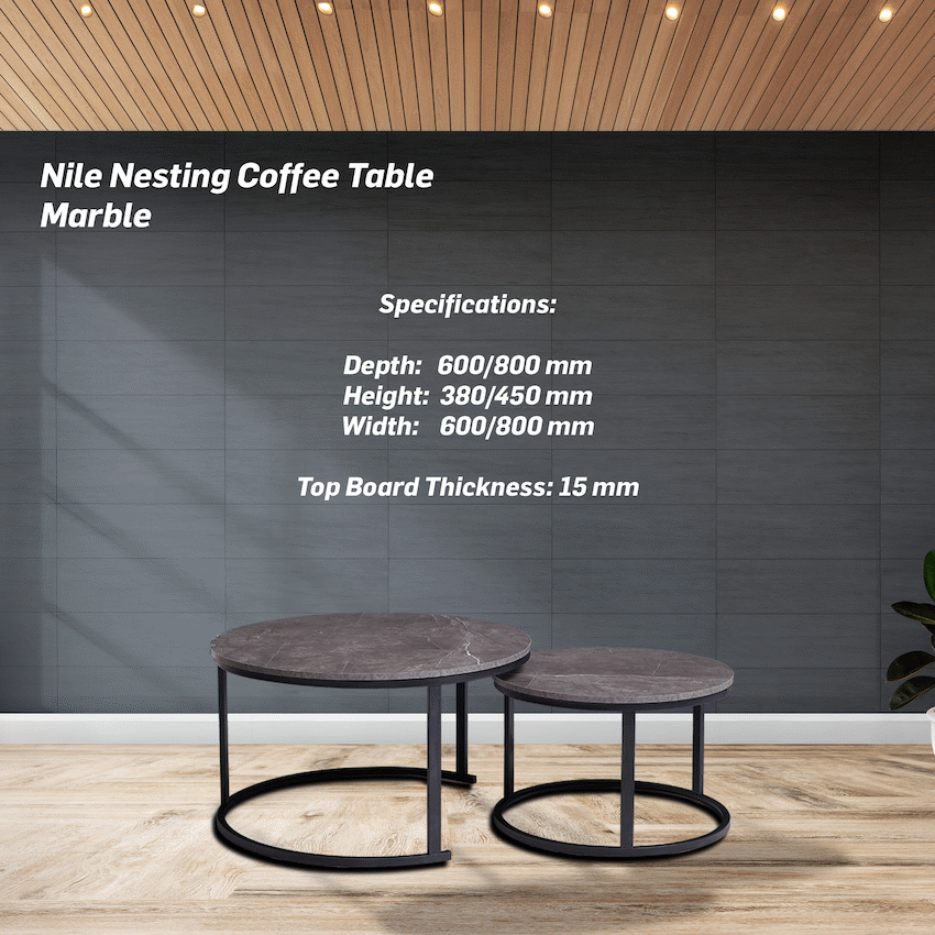 Everfurn Nile Nesting Coffee Table Marble, 2 Piece - Guards On Duty Shop & Security Guards