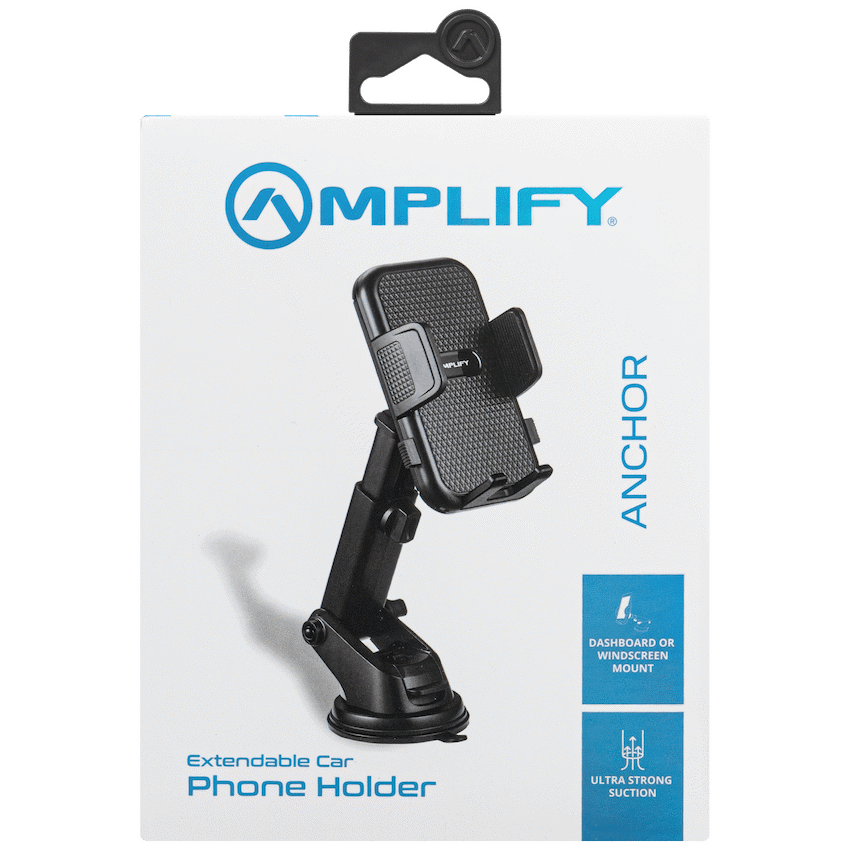 Amplify Anchor Series Extendable Car Dash Mount Phone Holder - Black