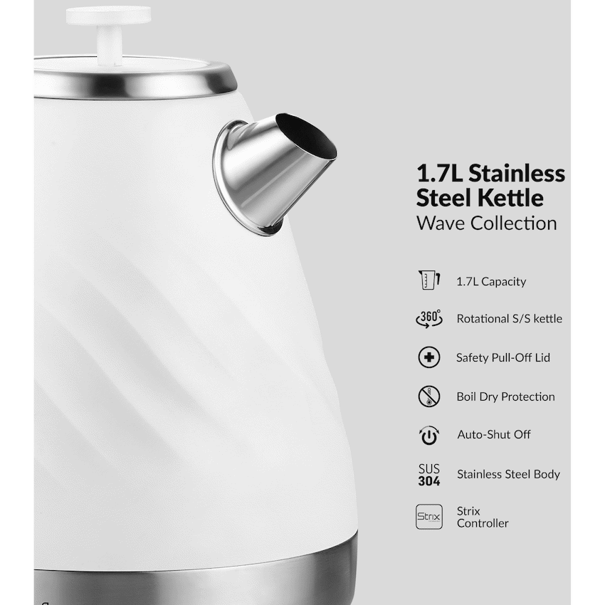 Boden Stark 1.7l Stainless Steel Kettle - White - Guards On Duty Shop & Security Guards