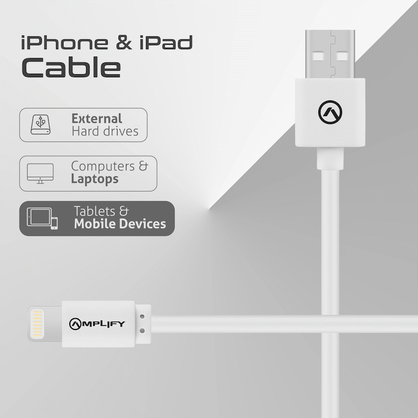 Amplify Lightning Charging Cable for iPhone & iPad - White - Guards On Duty Shop & Security Guards