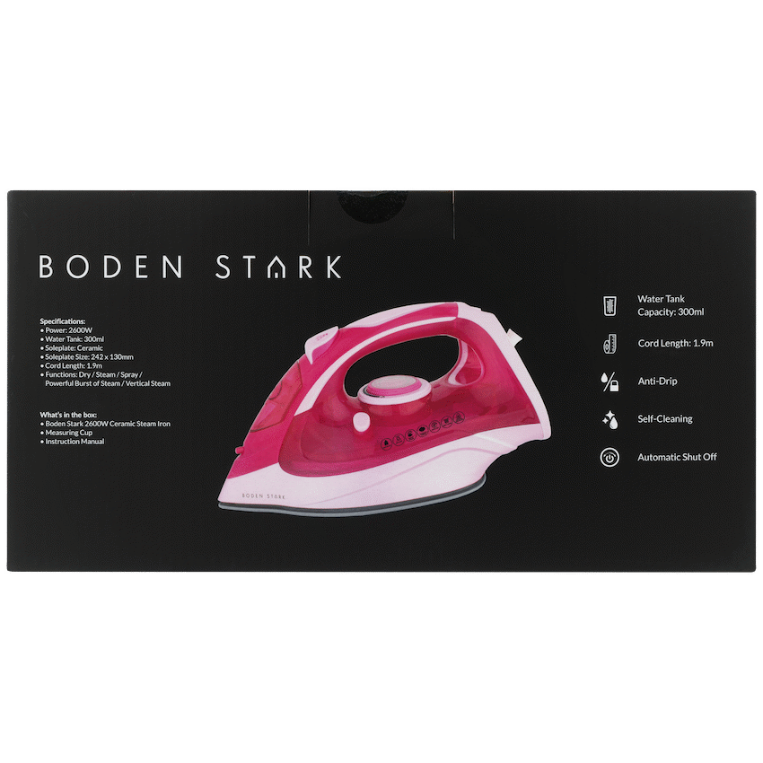 Boden Stark 2600W Ceramic Steam Iron - Pink
