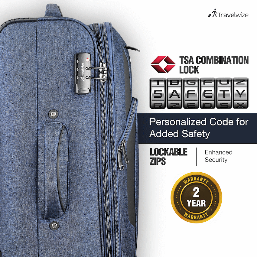 Travelwize Aurora 55cm 4-Wheel Spinner Trolley Case - Navy Melange