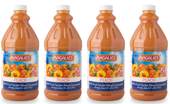 4 x MAGALIES 2 liter Peach 48% Concentrate (Sold 4 X 2L Per Case) Magalies Nectar Juice
