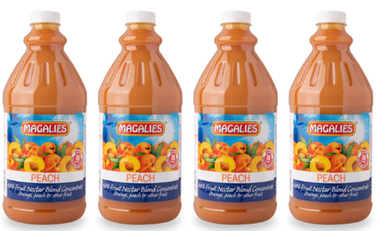 4 x MAGALIES 2 liter Peach 48% Concentrate (Sold 4 X 2L Per Case) Magalies Nectar Juice