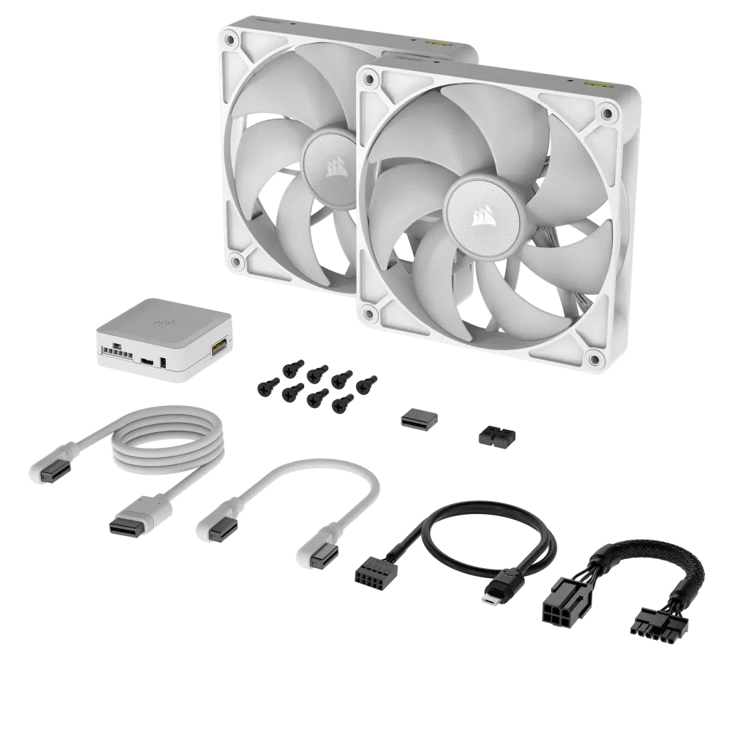 Corsair RX Series; iCUE LINK RX140; 140mm Fan; Dual Pack - White.