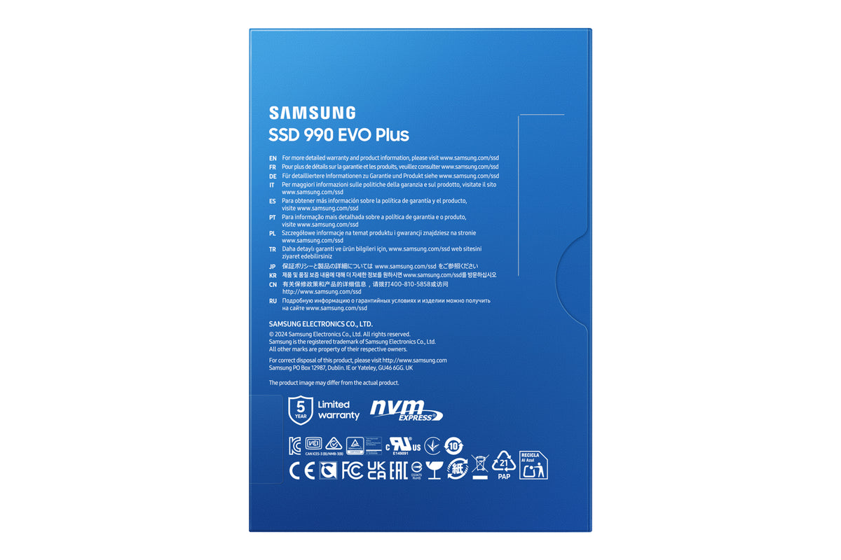 SAMSUNG MZ-V9S2T0BW 990 EVO Plus 2TB NVMe SSD - Read Speed up to 7250 MB/s; Write Speed to up 6300 MB/s; Random Read up to 1 000