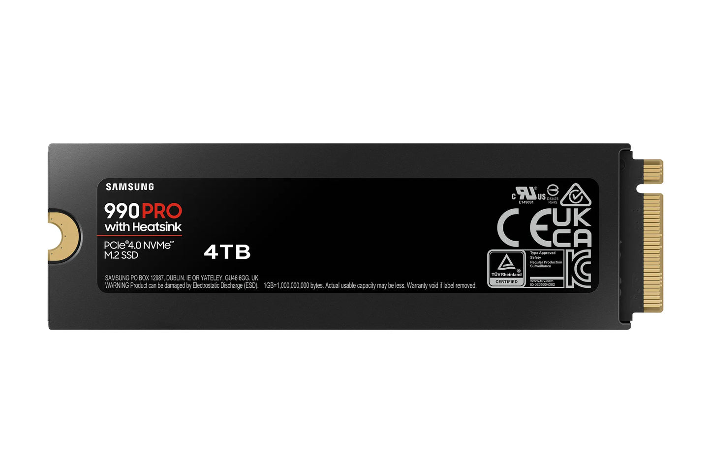SAMSUNG 990 PRO 4 TB NVME SSD W/HEATSINK - READ SPEED UP TO 7450 MB/S, WRITE SPEED TO UP 6900 MB/S, RANDOM READ UP TO 1400000 IOPS, RANDOM WRITE UP TO 1550000 IOPS, PCIE 4.0 X4, NVME 2.0, V-NAND 3BIT MLC; IN-HOUSE CONTROLLER, 2GB LOW POWER DDR4, 2400TBW 5 - Guards On Duty Shop & Security Guards