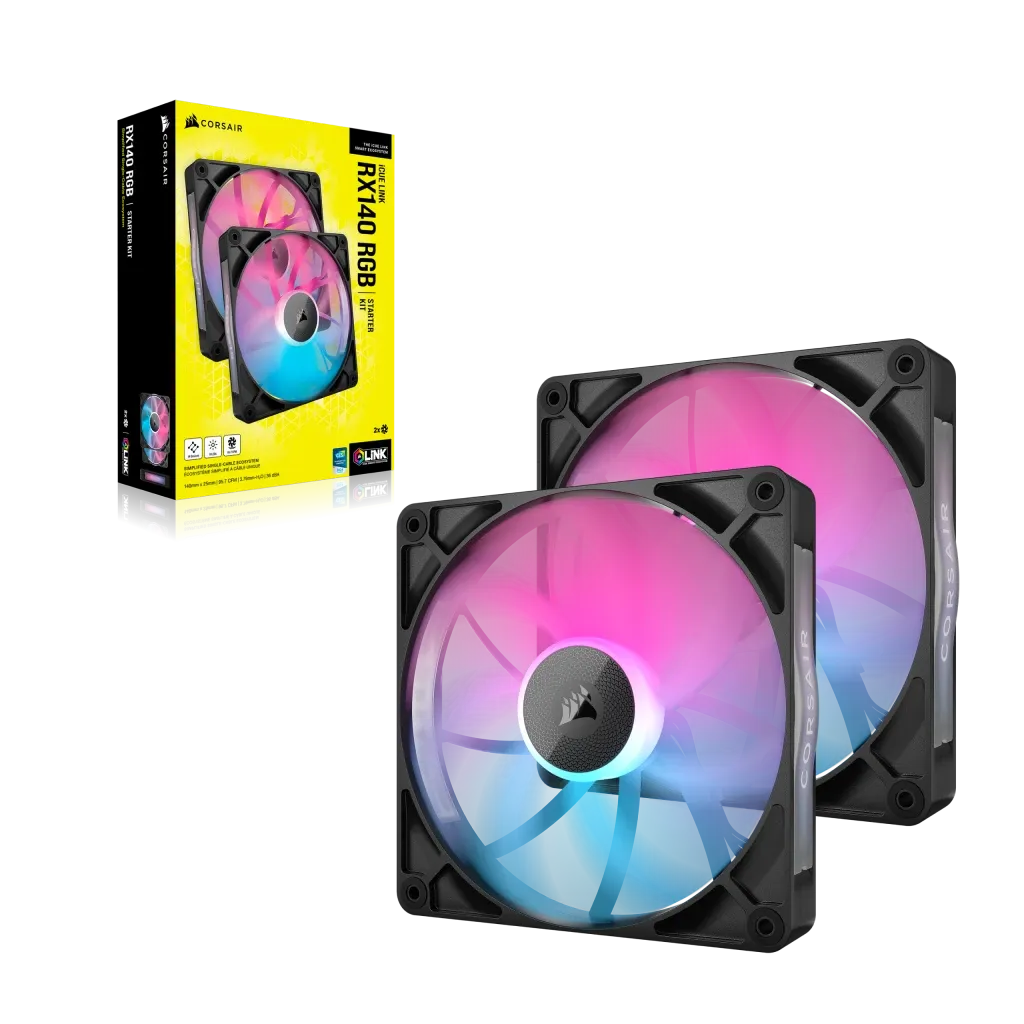 Corsair RX Series; iCUE LINK RX140; 140mm Fan; Dual Pack.