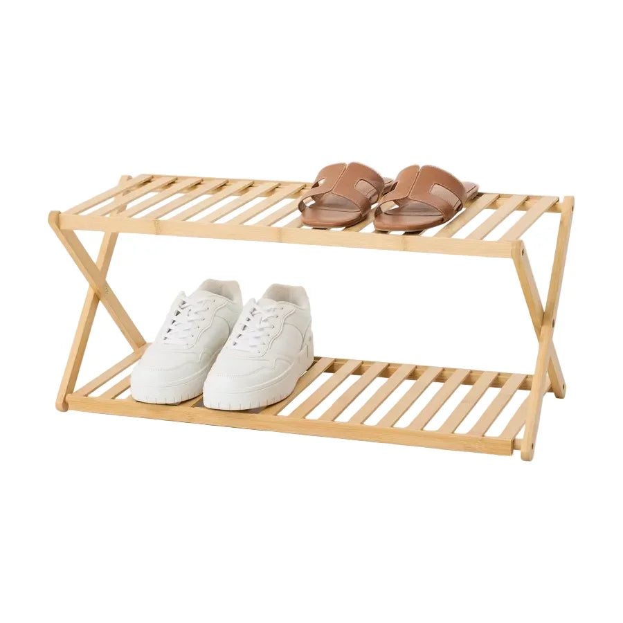 CASA Shoe Storage Rack - 2-Tier - Bamboo - Foldable