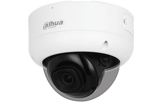 Dahua IP, 4MP AI Dome - 3,6mm lens, Starlight 30m IR, IVS(AI: SMD4,0, Perimeter Protection, SSA), WDR, IP67 & IK10, · Alarm: 1 in, 1 out, audio: 1 in, 1 out, built-in Mic. SD card, 12VDC & PoE