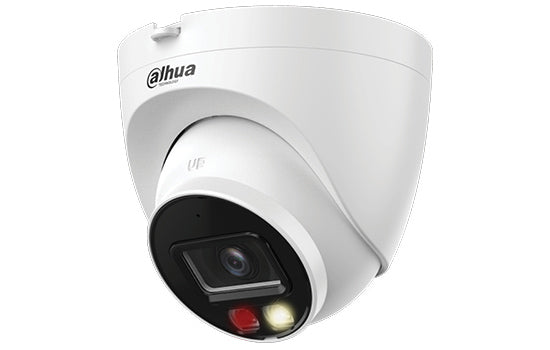 Dahua IP 4MP Smart Dual Light (Full Colour) Eyeball, - 2.8mm lens, 30m illumination distance, Intelligent IVS (AI: SMD+, Perimeter Protection), DWDR, IP67, built-in mic, SD card, 12VDC & PoE