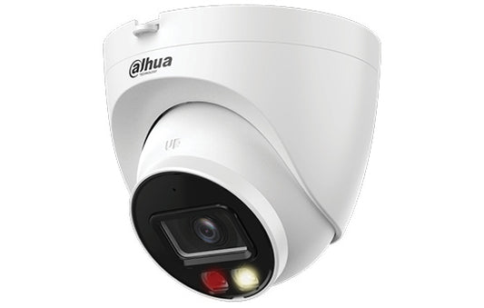 Dahua IP 4MP Smart Dual Light (Full Colour) Eyeball, - 2.8mm lens, 30m illumination distance, Intelligent IVS (AI: SMD+, Perimeter Protection), DWDR, IP67, built-in mic, SD card, 12VDC & PoE