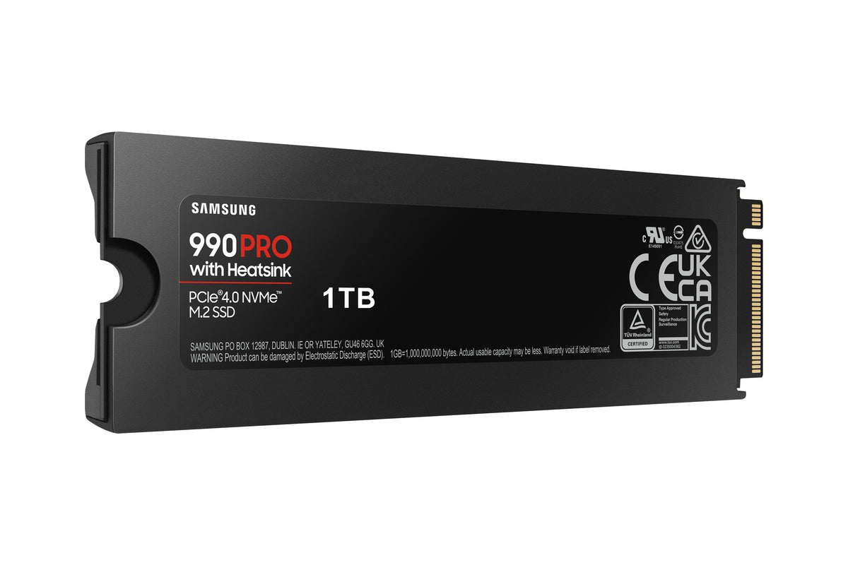 SAMSUNG MZ-V9P1T0CW 990 PRO 1 TB NVMe SSD W/Heatsink - Read Speed up to 7450 MB/s; Write Speed to up 6900 MB/s; Random Read up t