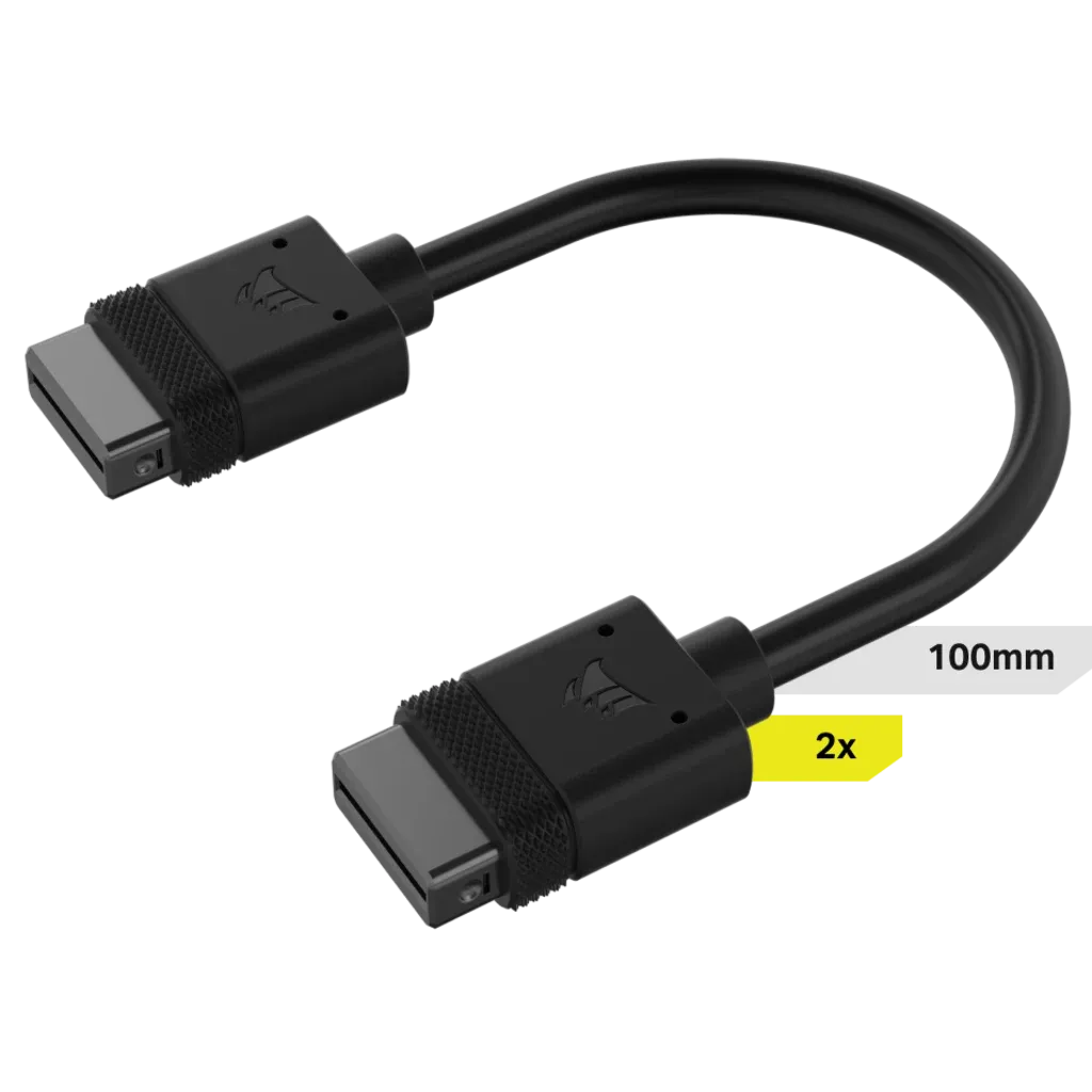 CorsairiCUE LINK Cable; 2x 100mm with Straight connectors; Black