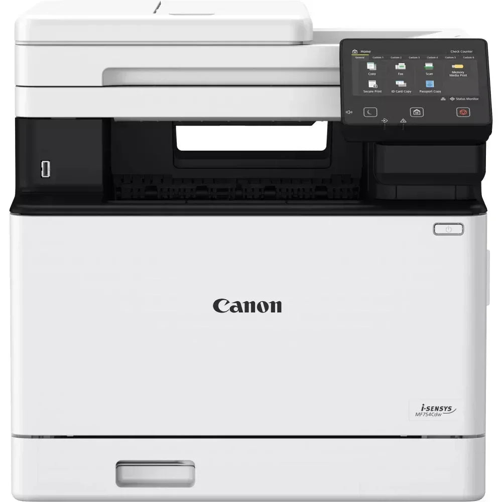 CANON MF754CDW LASER TECHNOLOGY COLOUR MFP 4 IN1 PRINT/SCAN/COPY. 33 PPM 1200 X 1200 DPI. PLATEN , 2 SIDED 50 SHEET DADF, 250 SHEET CASETTE, 50 SHEET MP TRAY, UFRII, PCL5C, PCL6, ADOBE PS3 (RMPV 750 - 4 000) CRG069 C/M/Y/K CRG069 H C/M/Y/B - Guards On Duty Shop & Security Guards