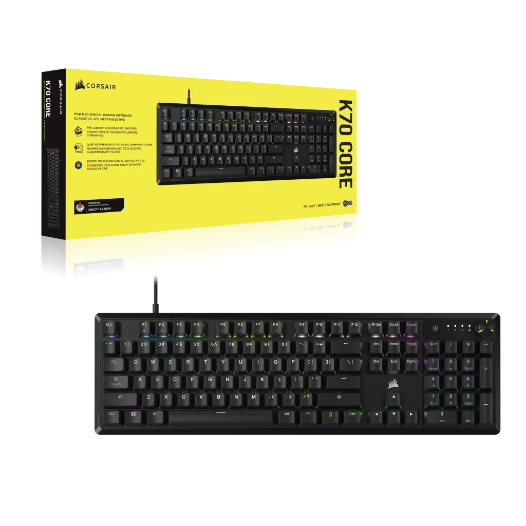 Corsair K70 CORE RGB Mechanical Gaming Keyboard - CORSAIR Red Linear Switches