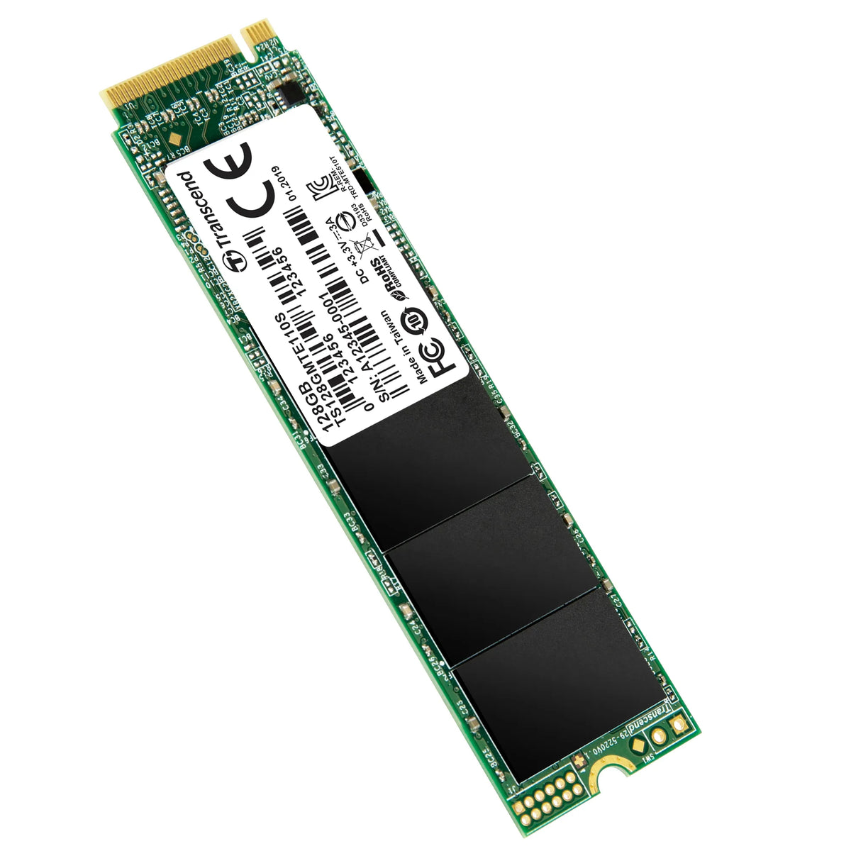 TRANSCEND 128GB MTE110S PCI-E GEN 3x4 M.2 2280 SSD 3D TLC - 1500 MB/s Read 550 MB/s Write - 50 TBW