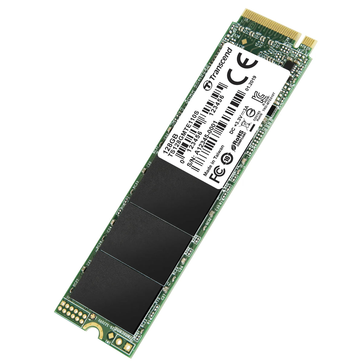 TRANSCEND 128GB MTE110S PCI-E GEN 3x4 M.2 2280 SSD 3D TLC - 1500 MB/s Read 550 MB/s Write - 50 TBW