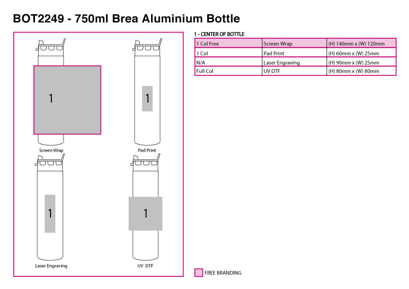 750ml Brea Aluminium Bottle