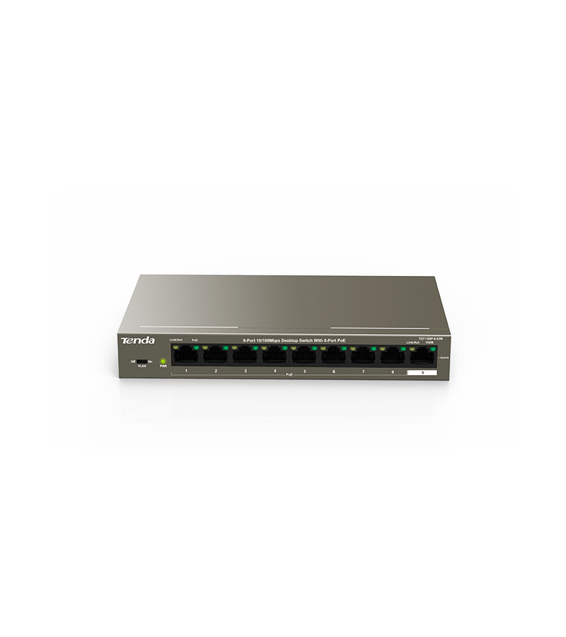 TENDA 9-Port Desktop Switch With 8 PoE