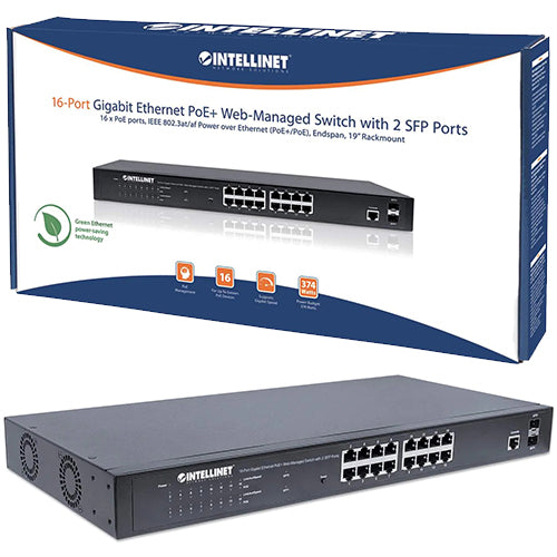 Intellinet 16-Port Gigabit Ethernet Poe Plus