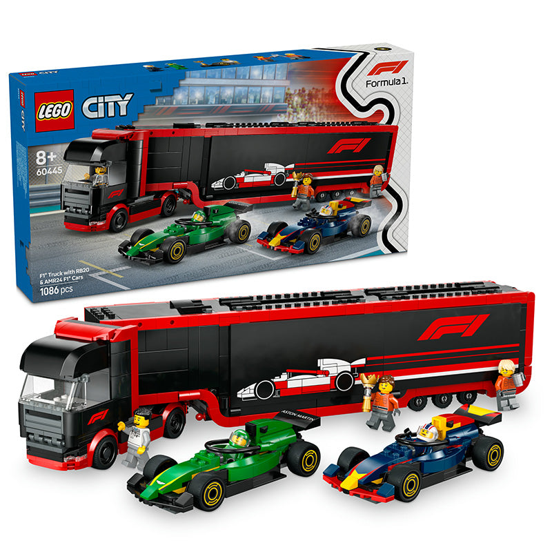 LEGO® City F1® Truck with RB20 & AMR24 F1® Cars Toy Racing Transporter Set 60445