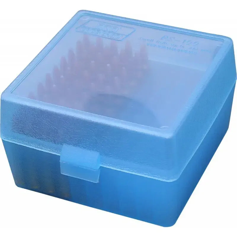 MTM AMMO BOX 100 ROUND FLIP TOP BLUE — MTM-RS-100-24