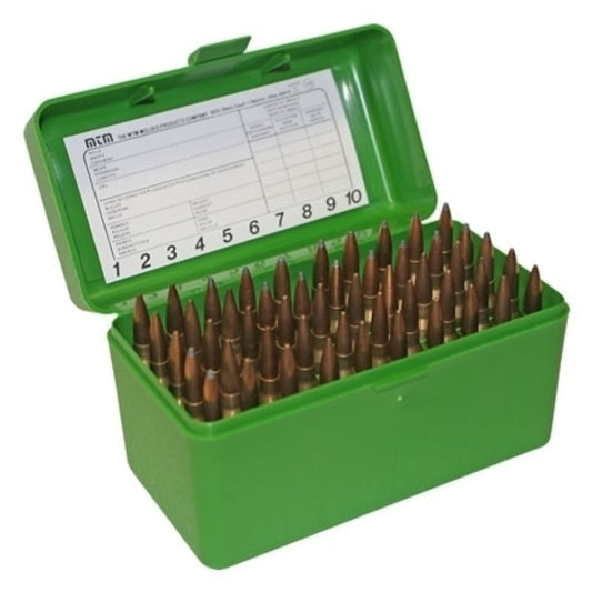 MTM AMMO BOX 50 RD RIFLE FLIP-TOP GREEN — MTM-RL-50-10