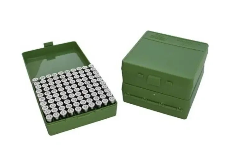 MTM AMMO BOX 100 RD 38 SPL-357 MAG GREEN — MTM-P-100-3-10
