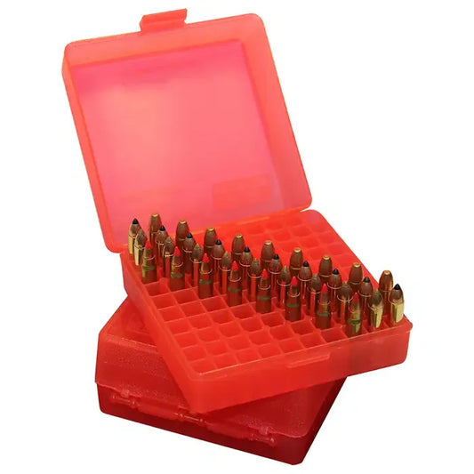 MTM AMMO BOX 100 RD 22 MAG - 17 HMR RED — MTM-P-100-22M29