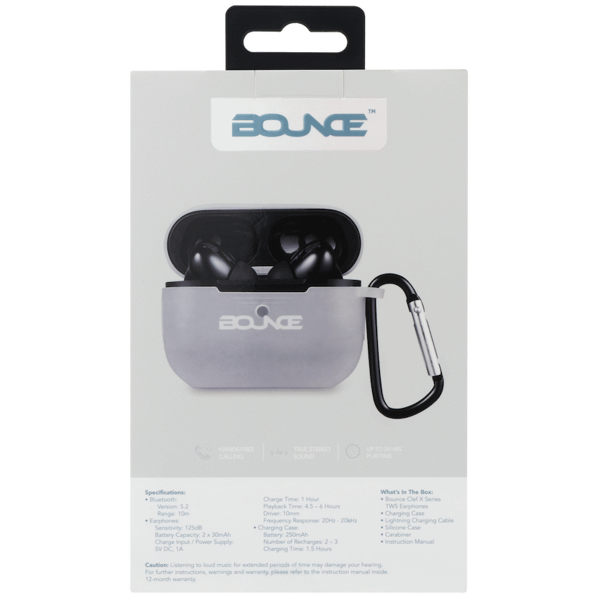 Bounce Clef X True Wireless Earphones + Silicone Accessories - Black