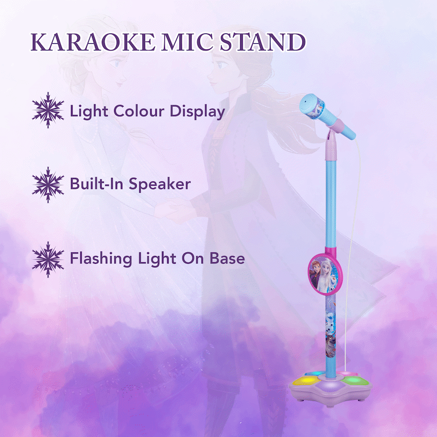 Disney Frozen Auxiliary Star Karaoke Microphone Stand with Colourful Lights - Guards On Duty Shop & Security Guards