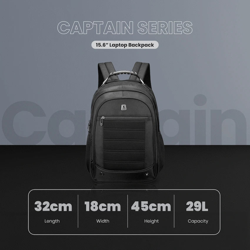 Volkano Captain 15.6" Laptop Backpack - Black