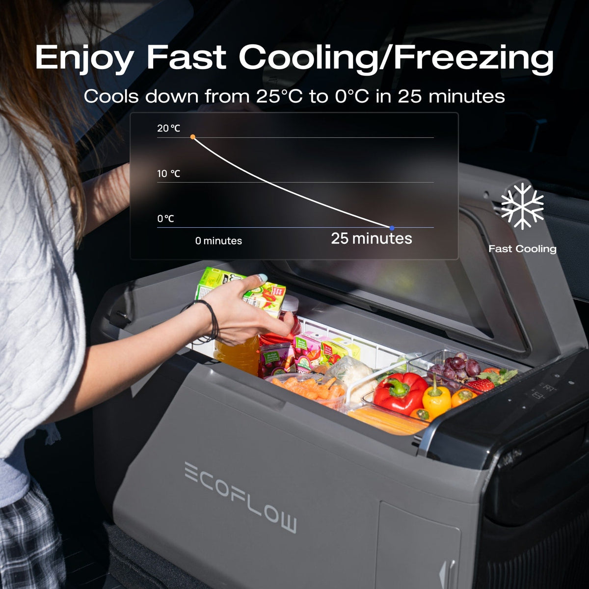 ECOFLOW GLACIER CLASSIC PORTABLE FRIDGE FREEZER - 45L - BATTERY PURCHASED SEPARATELY.