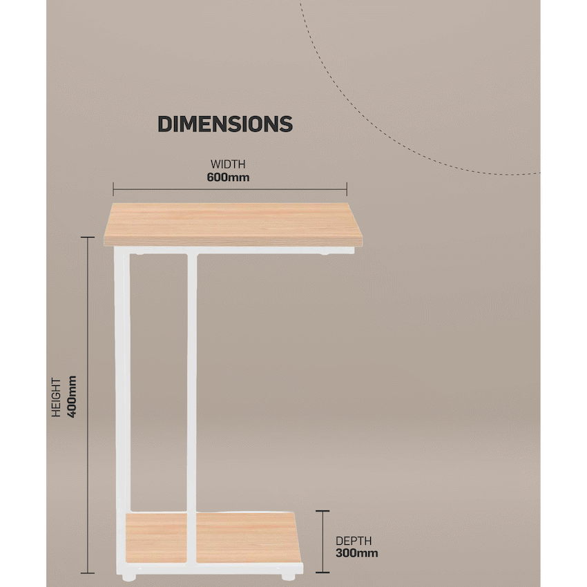 Everfurn Sofa Side Table - Oak and White