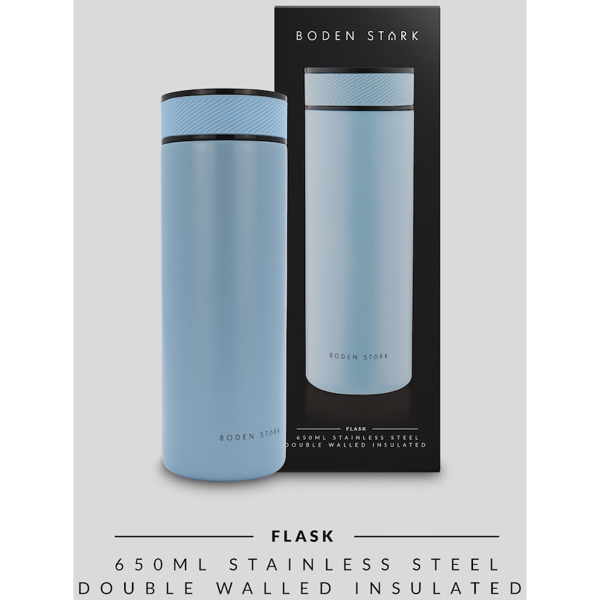 Boden Stark 650ml Double-Walled Flask - Blue - Guards On Duty Shop & Security Guards