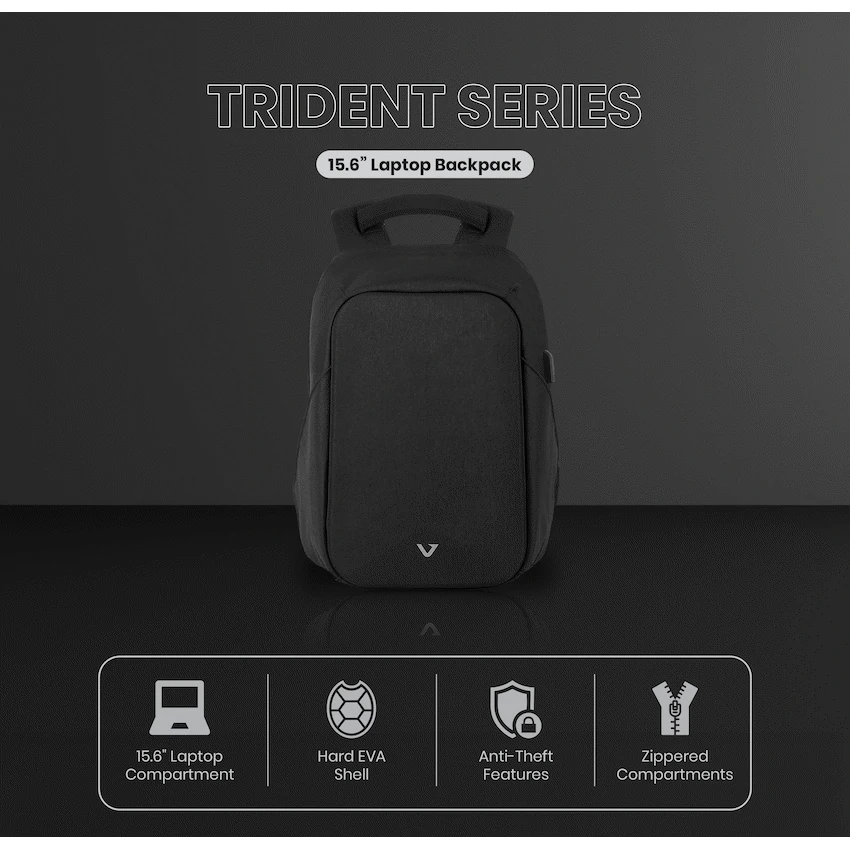 Volkano Trident 15.6" Laptop Backpack - Black