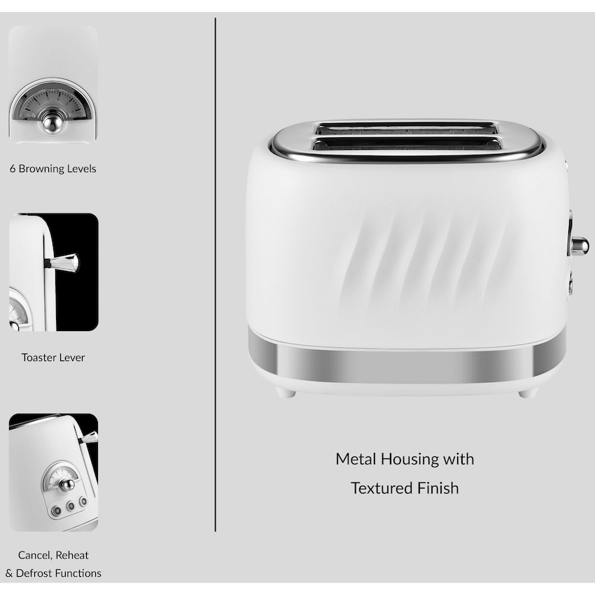 Boden Stark 2-Slice Stainless Steel Toaster - White - Guards On Duty Shop & Security Guards