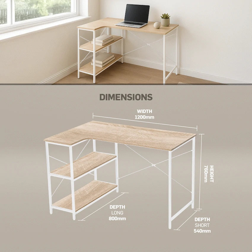 Everfurn Anthony Work Desk - Light Oak and White Frame - Guards On Duty Shop & Security Guards