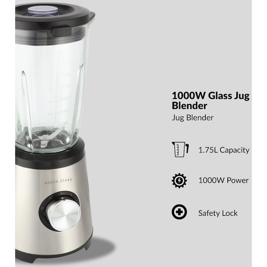 Boden Stark 1000w Glass Jug Blender - Guards On Duty Shop & Security Guards