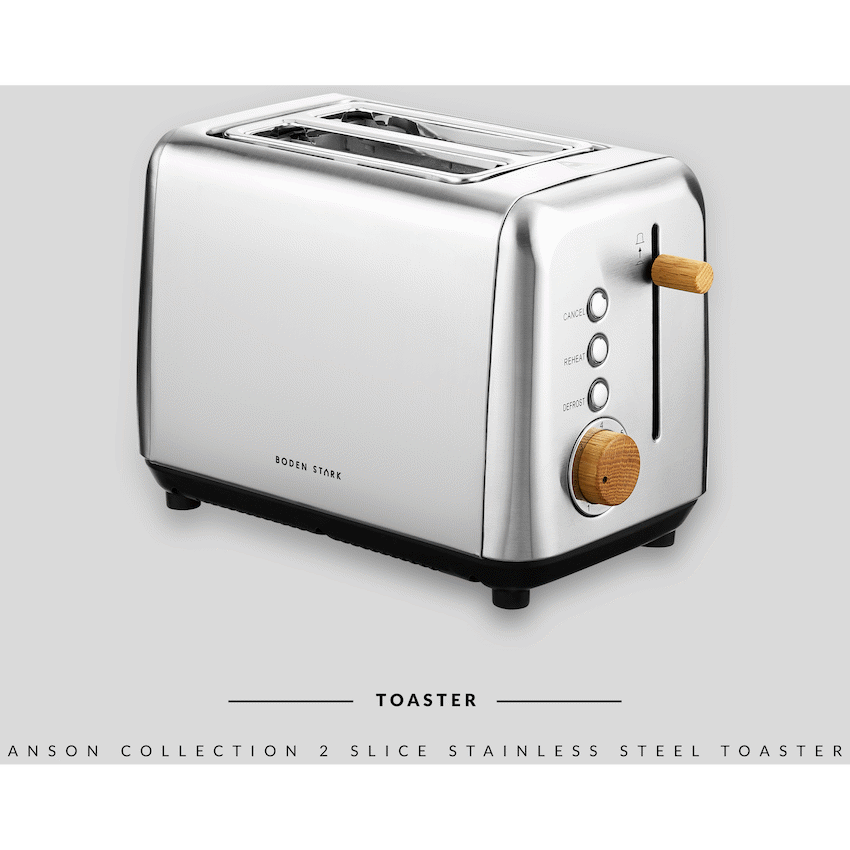 Boden Stark Anson Collection 2-Slice Stainless Steel Toaster - Guards On Duty Shop & Security Guards