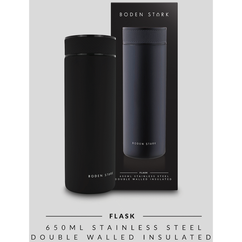 Boden Stark 650ml Travel Flask - Black - Guards On Duty Shop & Security Guards