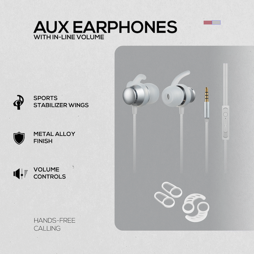 Volkano Titanium Series AUX Earphone - Silver