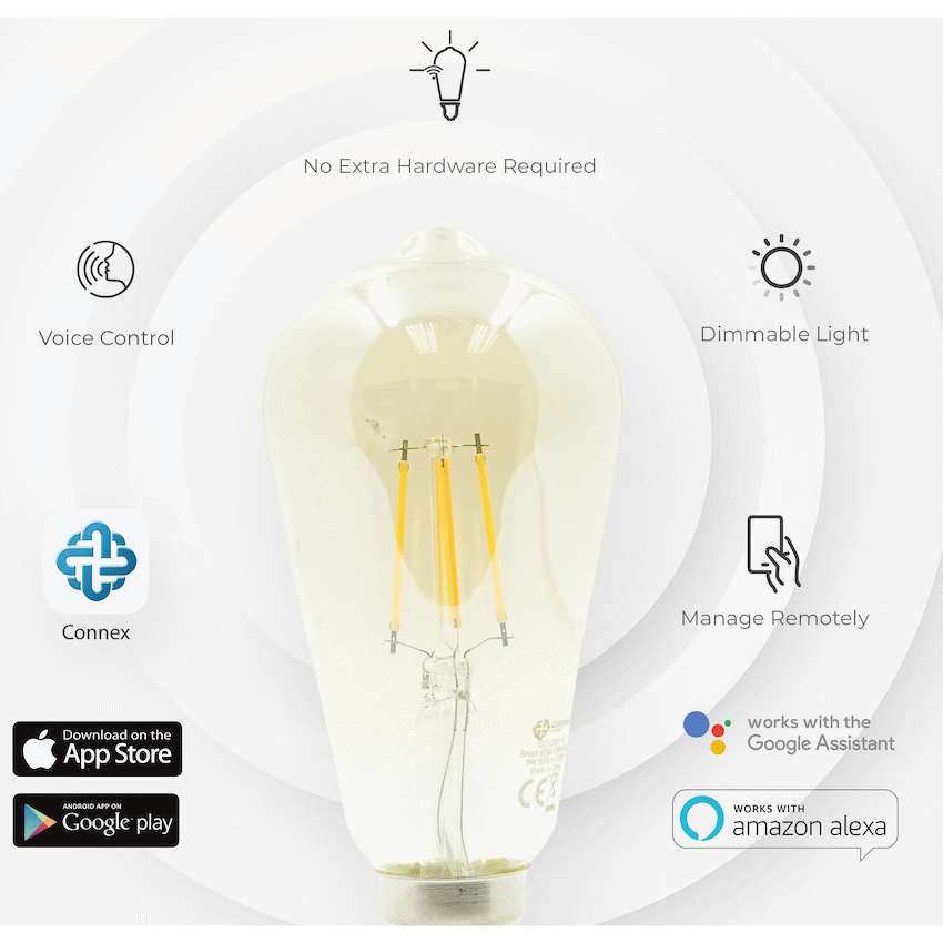 Smart Wi-Fi Bulb 5w LED Amber Filament Vintage Bayonet - Guards On Duty Shop & Security Guards